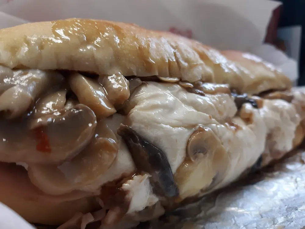 Roast Pork Mozzarella Marinated Mushrooms with a Brown Gravy